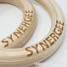 Synergee 9.25 Diameter Wood Olympic Gymnastics Rings With Adjustable Straps